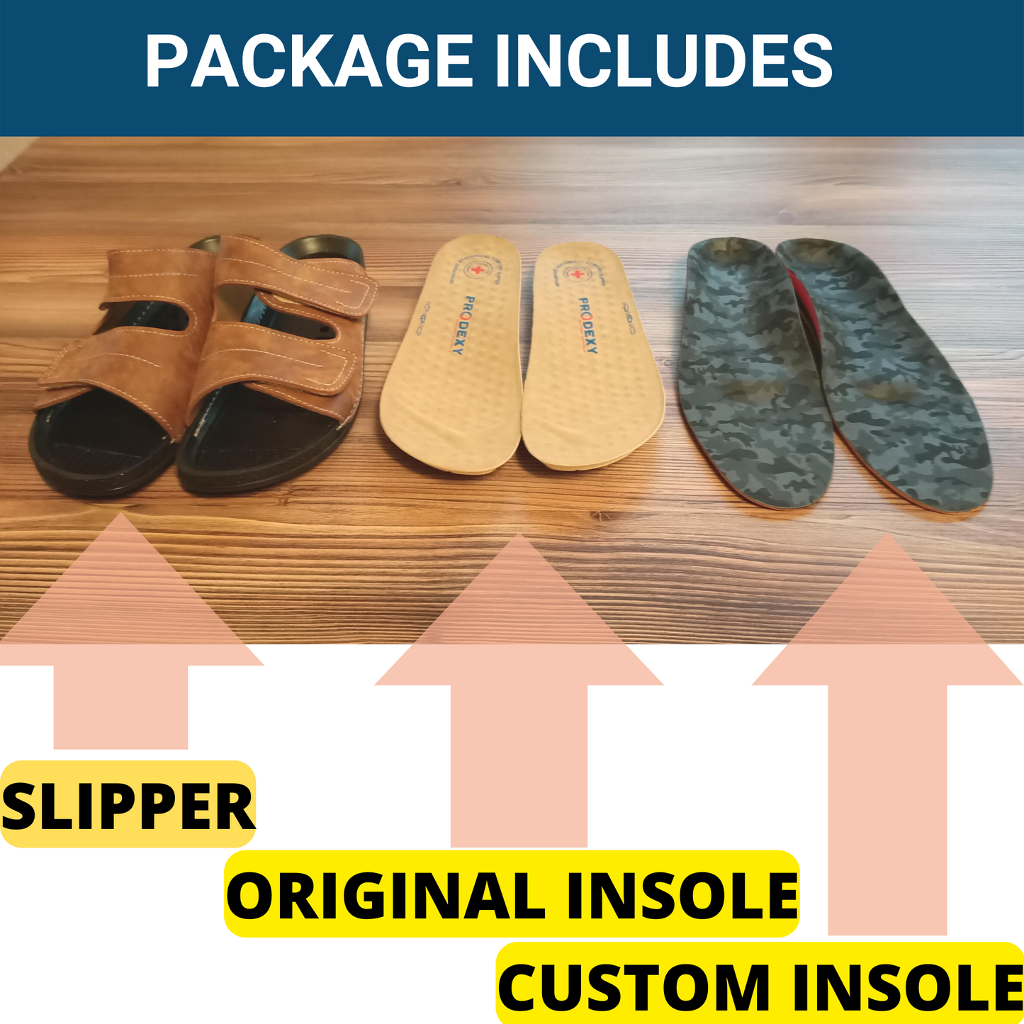 Anatomic Men Quality Slipper Large Strip  Comfort - Removable Insole - Orthopedic Custom Insert - Medical Casual